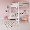 Classic Beech High Sleeper Bed with Desk and Futon Chair-4700