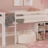 Multifunctional mid sleeper midi bed for kids in white, with den space underneath and a storage unit.