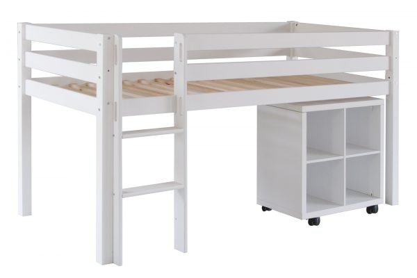 Classic Beech Mid Sleeper Bed with Storage Bookcase-4763